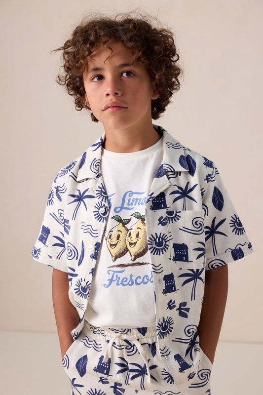 Sissy-Boy - Overhemd - Wit - Korte Mouwen - Met Print