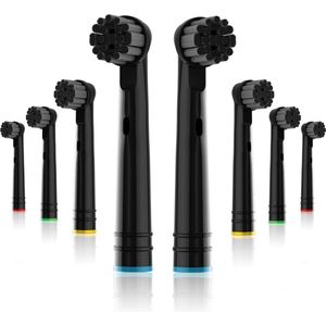 SWGOTA Bamboe-Koolstof Vervangende Tandenborstelkoppen Passend voor Oral-B Elektrische Tandenborstels, 8 Stuks, Zwart, Koolstofverrijkte Borstels Vervangingsonderdelen voor Vitality, Triumph ProfessionalCare en Pro Series