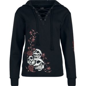 Rock Rebel by EMP zwarte capuchontrui met veterdetail - Dames - S