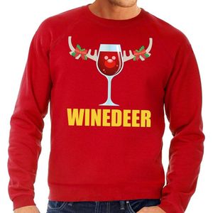 Foute kersttrui / sweater met wijnglas Winedeer rood voor heren - Kersttruien S