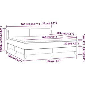 vidaXL - Boxspring - met - matras - fluweel - donkerblauw - 160x200 - cm