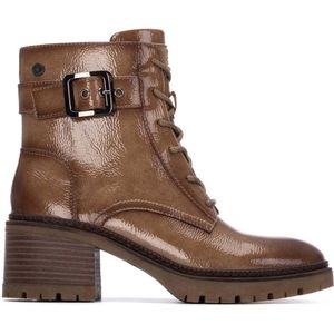 Xti - 14427502-BEIGE - Enkellaarsjes - Bruin - 3 tot 5 cm - Ritssluiting - Casual