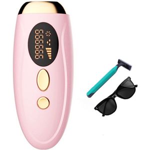 Draagbaar IPL-laserontharingsapparaat, 999999 flitsen - permanente en pijnloze ontharing, voor vrouwenlichaam en bikinilijn, roze