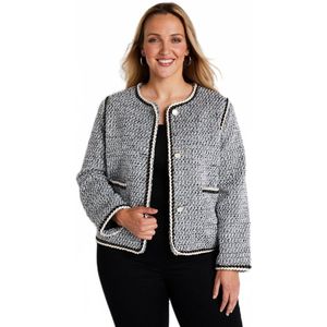 Kort jasje zonder kraag in tweed-effect stof