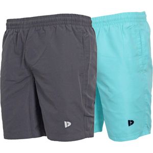 2-Pack Donnay Micro Fibre Short (Ian) - Sportbroek - Heren - Charcoal & Sea breeze