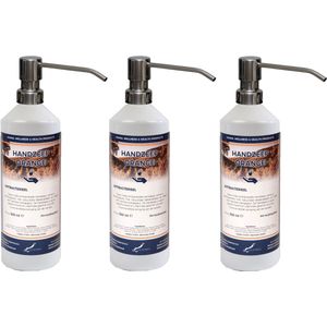 Handzeep Orange 500 ml - set van 3 stuks - met gratis RVS zilverkleurige pomp - Voordeelverpakking