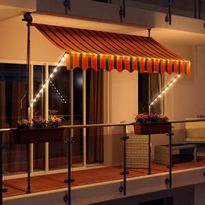 Elfida - Zonneluifel van 300cm - Zonnewering met LED Verlichting - UV-bescherming - Luifel voor Tuin & Terras - Oranje / Zwart
