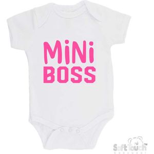 100% Katoenen Romper ""Mini Boss"" Meisjes Katoen Wit/roze Maat 62/68