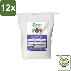 Ecover - Waspoeder Color - Voor gekleurde was - 7,5 kg - Voordeelverpakking - 12 stuks - Wasmiddel - Waspoeder kleur