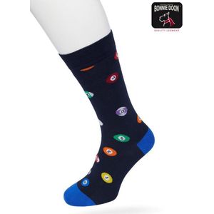 Bonnie Doon Heren Sokken met Biljart Print maat 40/46 Donker Blauw - Thema Sokken - Biljarten - Cadeau Sokken - Word je Happy en vrolijk van - Zacht Katoen met Gladde Teennaad - Comfortabel - Perfect Cadeau - Black Iris - BT992122.134