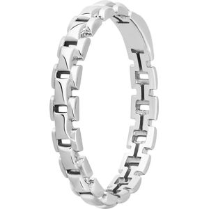 Lucardi Dames Zilveren ring fantasieschakel - Ring - 925 Zilver - Zilverkleurig - 16 / 50 mm