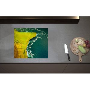 Inductieplaat Beschermer - Bovenaanzicht van de Kust van Ierland - 57x51 cm - 2 mm Dik - Inductie Beschermer - Bescherming Inductiekookplaat - Kookplaat Beschermer van Wit Vinyl