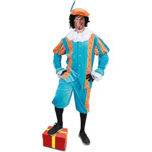 Piet Kostuum | Assistent Van Sinterklaas Piet Turqouise Oranje Kostuum | Medium | Sinterklaas | Verkleedkleding
