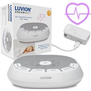 LUVION® Dreamnest White Noise Machine - MET Hartslag Recorder - UNIEK: Neem je eigen hartslag op, het bekende geluid van jouw hart voor je pasgeboren baby! - Helemaal compleet met witte ruis & natuurgeluiden en slaapliedjes voor Baby's en Volwassenen