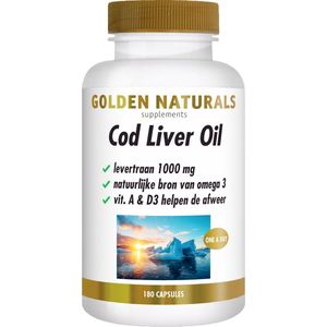 Golden Naturals - Levertraanolie - 180 Softgel Capsules - Omega-3 Vetzuren