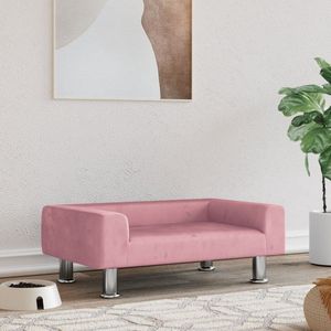 The Living Store Hondenbank - fluweel - roze - 70 x 45 x 26.5 cm - geschikt voor kleine honden en huisdieren