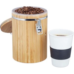 Relaxdays koffiebus bamboe - voorraadbus koffie - vershouddoos -  bewaarbus - luchtdicht