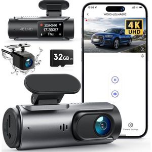 Coopi – 4K Dual Dashcam voor Auto – Ultra Nachtzicht, 170° Groothoek, WiFi, G-Sensor, Parkeermodus, Inclusief 32GB SD Kaart – Zwart