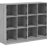 vidaXL-Boekenkast-met-deuren-136x37x109-cm-hout-grijs-sonoma-eiken