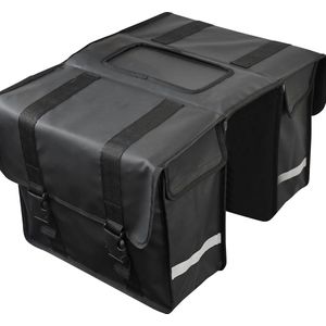 Fietstas, waterdicht, voor bagagedrager, 40 liter, dubbele tas, bagagetas, zwart, met reflectoren, elektrische fiets