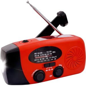 NovaWare Noodradio Solar Opwindbaar - Powerbank Zonneenergie met 5000mAh - FM/AM - Noodpakket - Draagbare Radio – Batterij - Rood