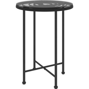 vidaXL-Eettafel-Ø55-cm-gehard-glas-en-staal-zwart