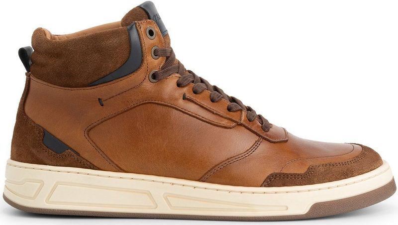 Travelin' - Durham - Hoge Sneakers - Cognac - Leer