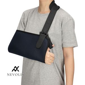 Nevolis Verstelbare Ondersteuningsband voor Rotator Cuff Schouderblessure Gebroken & Gebarsten Botten Mesh Brace voor Arm Pols Elleboog Links-Rechts Mannen-Vrouwen (Blauw L) .
