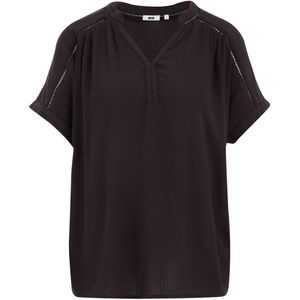 WE Fashion - Blouseshirt - Zwart - Normale Pasvorm - Kwartmouw
