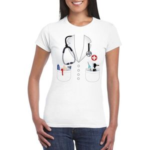 Dokter kostuum wit shirt voor dames - Hulpdiensten verkleedkleding M