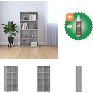 vidaXL Boekenkast 66x30x130 cm bewerkt hout sonoma grijs - Kast - Inclusief Houtreiniger en verfrisser