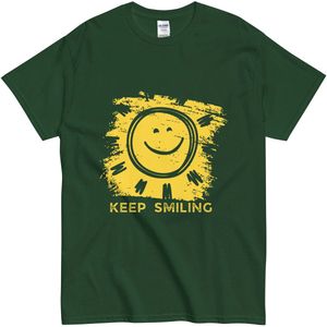 Grappig T Shirt Vrouwen en Mannen - Inspirerende Quote en Smiley Keep Smiling - Groen - XL