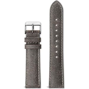 Gallivant Horlogeband | Italiaans Suède | Antraciet | Zilverkleurige Gesp | 20 mm