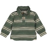 BESS Polo longsleeve striped bottle green maat 56
