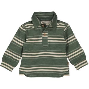 BESS Polo longsleeve striped bottle green maat 56