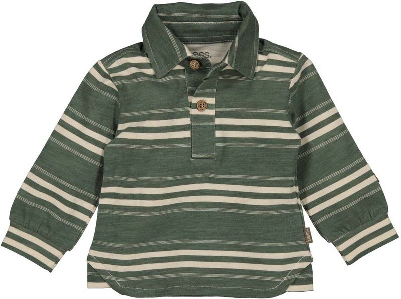 BESS Polo longsleeve striped bottle green maat 56