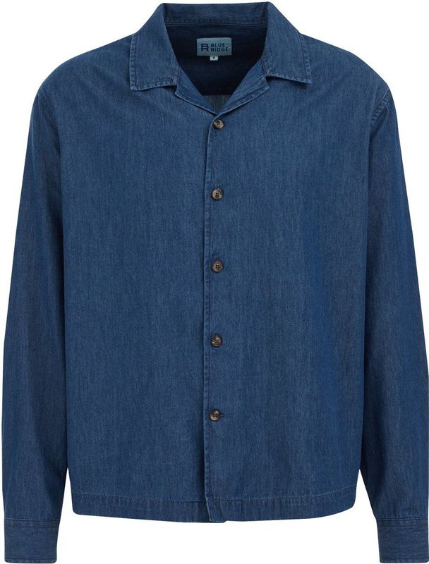 WE Fashion Blue Ridge - Overhemd - Blauw - Boxy Pasvorm - Lange Mouwen