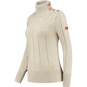 Travelin' Jumper Mora - Dames trui winter - Mock neck - Ecru - Maat S