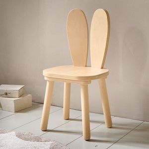 Petite Amélie Kinderstoel Konijnenoren Hout Naturel – Konijntjesontwerp Peuterstoel voor een Vleugje Eigenzinnigheid in de Kinderkamer – Stimuleert Zelfstandig Klimmen en Bevordert Creativiteit en Verbeeldingskracht – H.60 x D.30 x B.30 cm