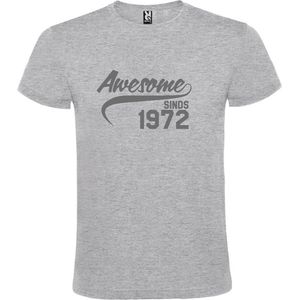 Grijs T-shirt ‘Awesome Sinds 1972’ Zilver Maat 4XL