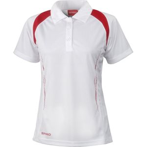 Spiro Dames dames Sport Team Spirit Performance Polo Shirt (Wit rood)