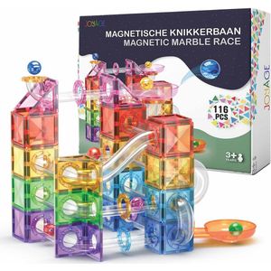 Joyage Magnetische Knikkerbaan - 116 stuks - Constructie speelgoed jongens - Magnetische bouwstenen - Magnetische tegels - Magnetisch bouwspeelgoed - Magnetic toys - Montessori Magnetisch Speelgoed knikkerbaan 3 4 5 6 jaar - Jongens Speelgoed 7 jaar