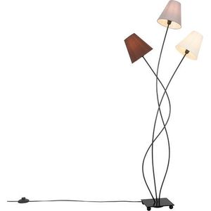 QAZQA Melis - Moderne Vloerlamp - Staande Lamp met Kap - 3 Lichts - H 1300 Mm - Wit - Woonkamer