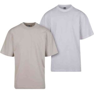 Urban Classics - Tall 2-pack Heren T-shirt - XXL - Gebroken wit/Wit