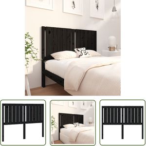 The Living Store Hoofdbord 125,5x4x100 cm massief grenenhout zwart - Houten Hoofdeinde - Rustiek Design - Zwart Hoofdbord - Massief Grenenhout - Hoofdbord Bed