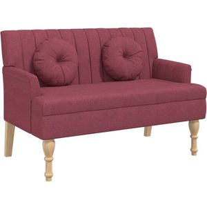 vidaXL Bankje - 113x64,5x75,5 cm - Wijnrood - Incl. Kussens Bank - Stoffen Bank - Lounge Bank - Rood Bank - Vintage Bank