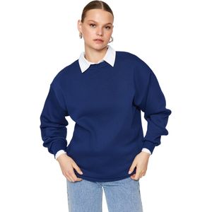 Trendyol Rood, Oversized/Relaxed Fit, Basic, Ronde Hals, Dik/Polair Gebreid Sweatshirt Aan De Binnenkant Twoaw24Sw00102