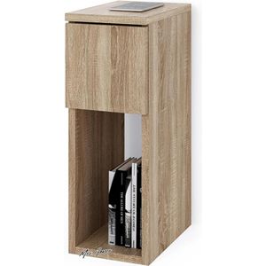 Mrs. Jones Premium Collection Nachtkastje - Smal - Met lade - Sonoma - B20 x H55 x D30 cm .