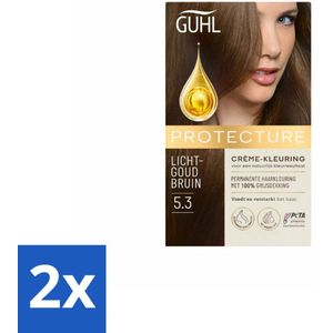 2 x Guhl - Crème-kleuring - No. 5.3 Lichtgoudbruin Beschermend - Haarverf - Haarverf - Permanente Haarkleuring - Goudbruine Haarkleur - Grijsdekking - Verzorgend Haarverf
