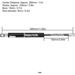 Gasveren 100N/300N/500N 100mm voor Achterklep, Kap en Apparatuur